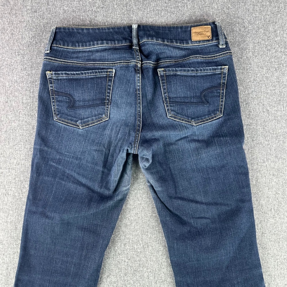American Eagle Jeans Womens 10 Long Artist Dark Wash Super Stretch Flare - Picture 6 of 11
